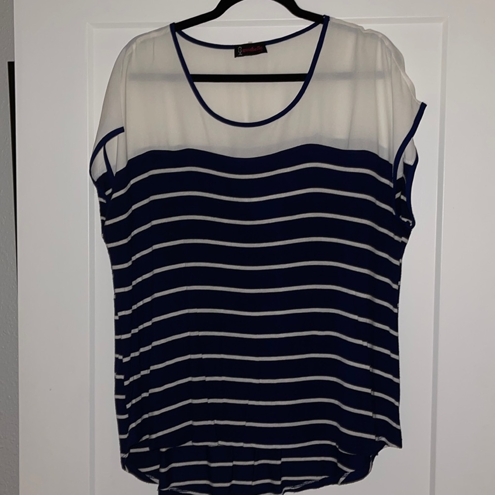 Navy/white striped top